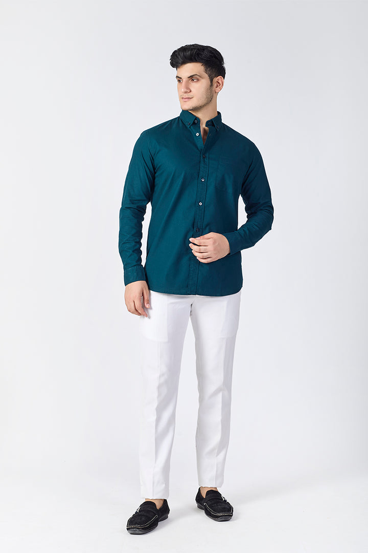 Core Lab Oxford Slim Fit Casual Shirt - Teal Blue
