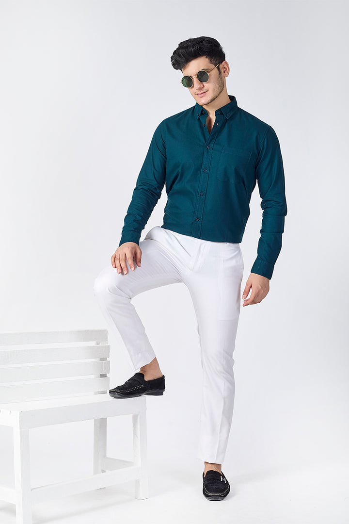 Core Lab Oxford Slim Fit Casual Shirt - Teal Blue