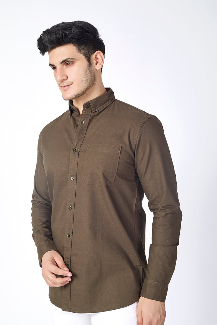 Core Lab Oxford Slim Fit Casual Shirt - Olive Brown