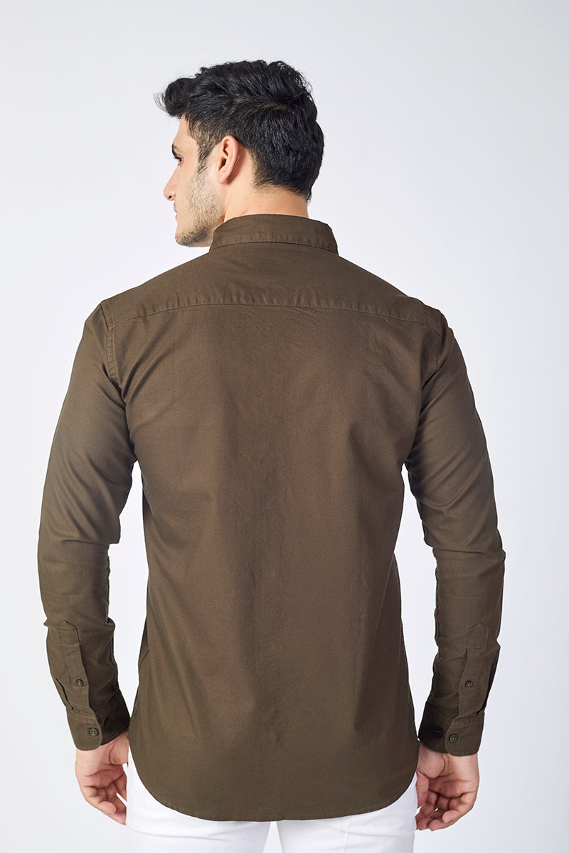 Core Lab Oxford Slim Fit Casual Shirt - Olive Brown
