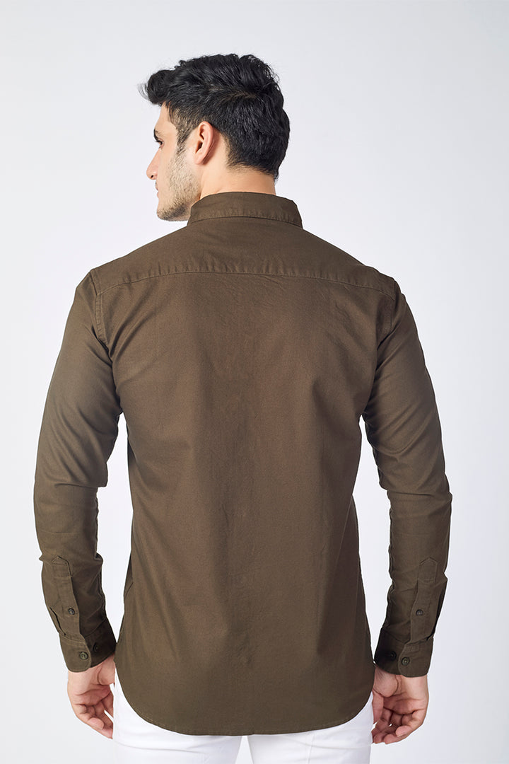 Core Lab Oxford Slim Fit Casual Shirt - Olive Brown