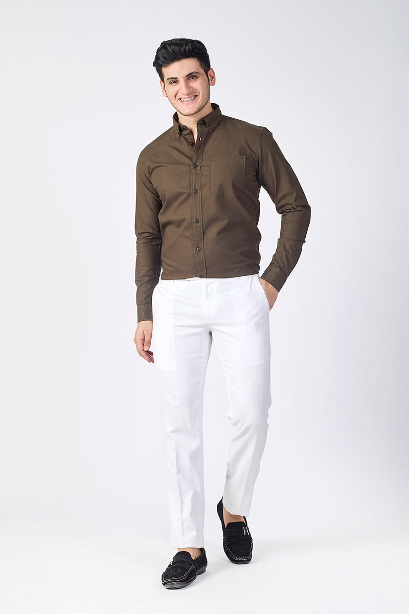 Core Lab Oxford Slim Fit Casual Shirt - Olive Brown