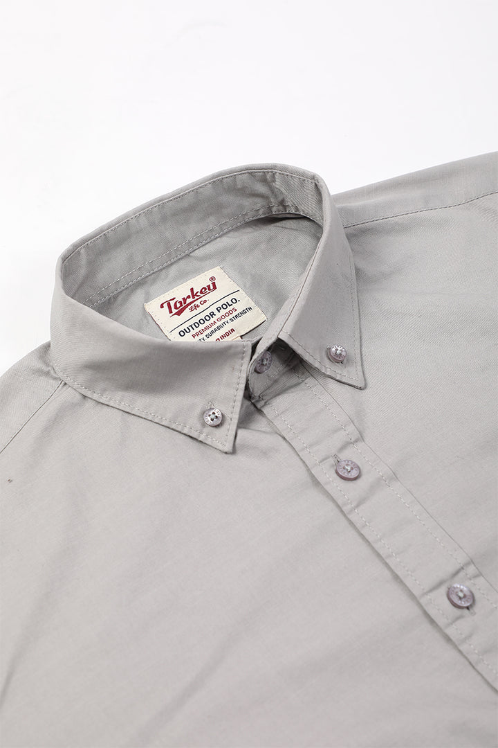 Cool Grey Giza Slub Slim Fit Casual Shirt