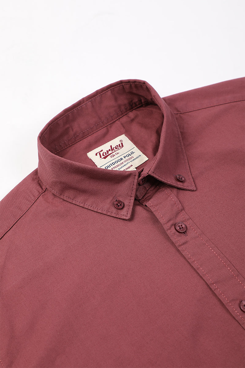 Plum Wine Giza Slub Slim Fit Casual Shirt