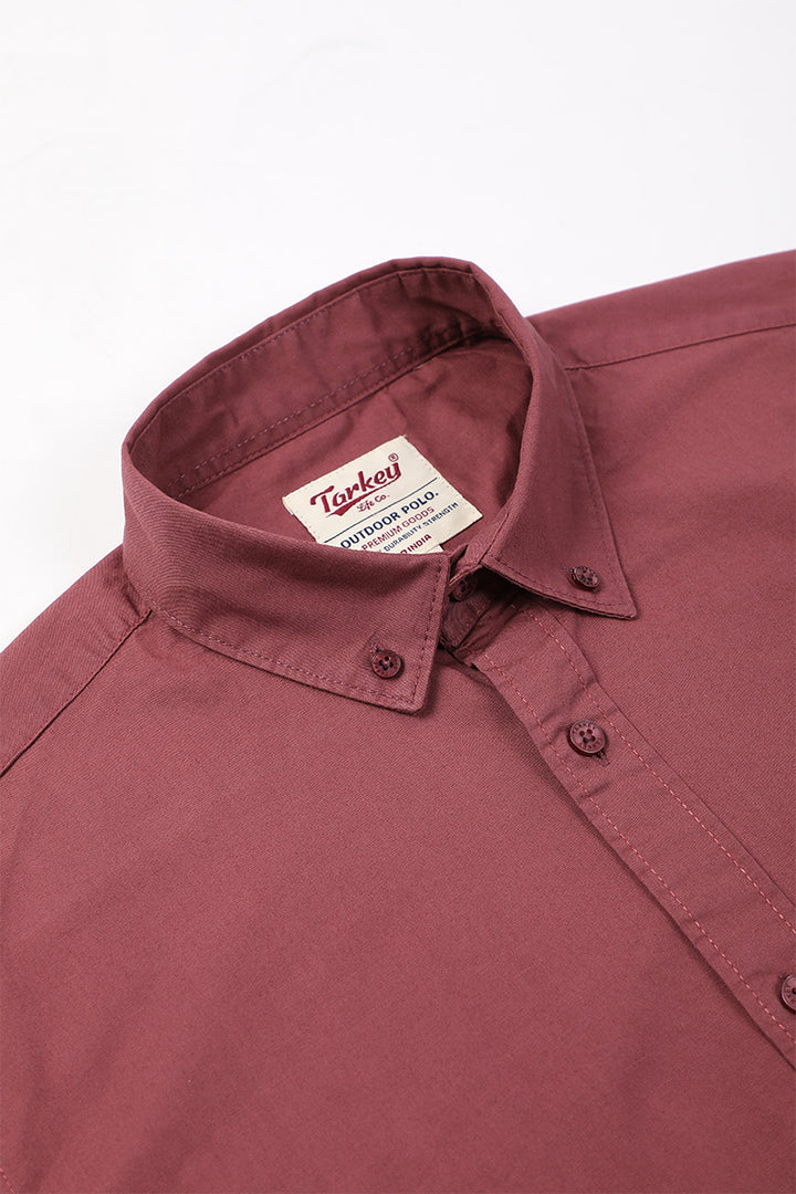 Plum Wine Giza Slub Slim Fit Casual Shirt