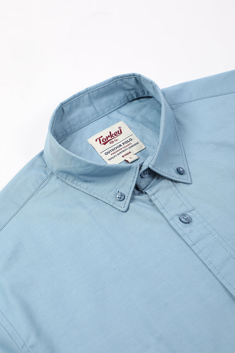 Dusty Blue Giza Slub Slim Fit  Shirt