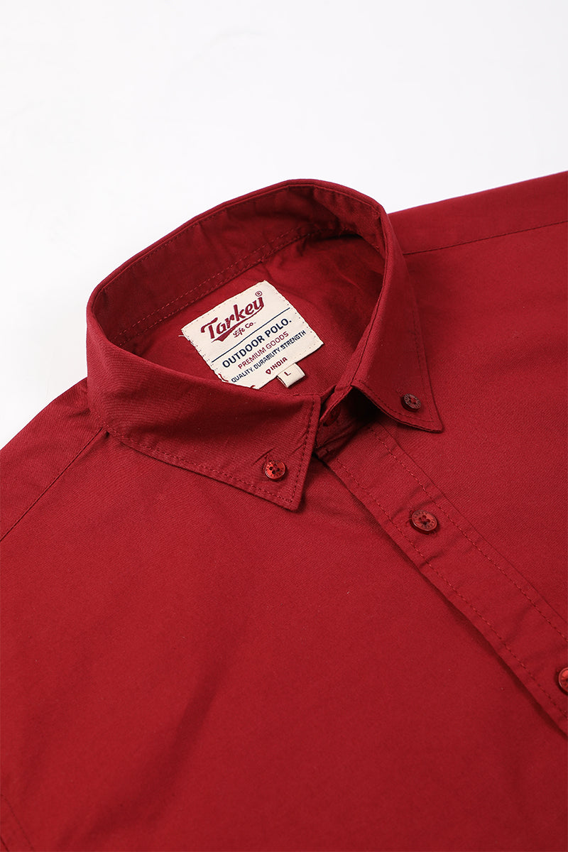 Cranberry Giza Slub Slim Fit Casual Shirt