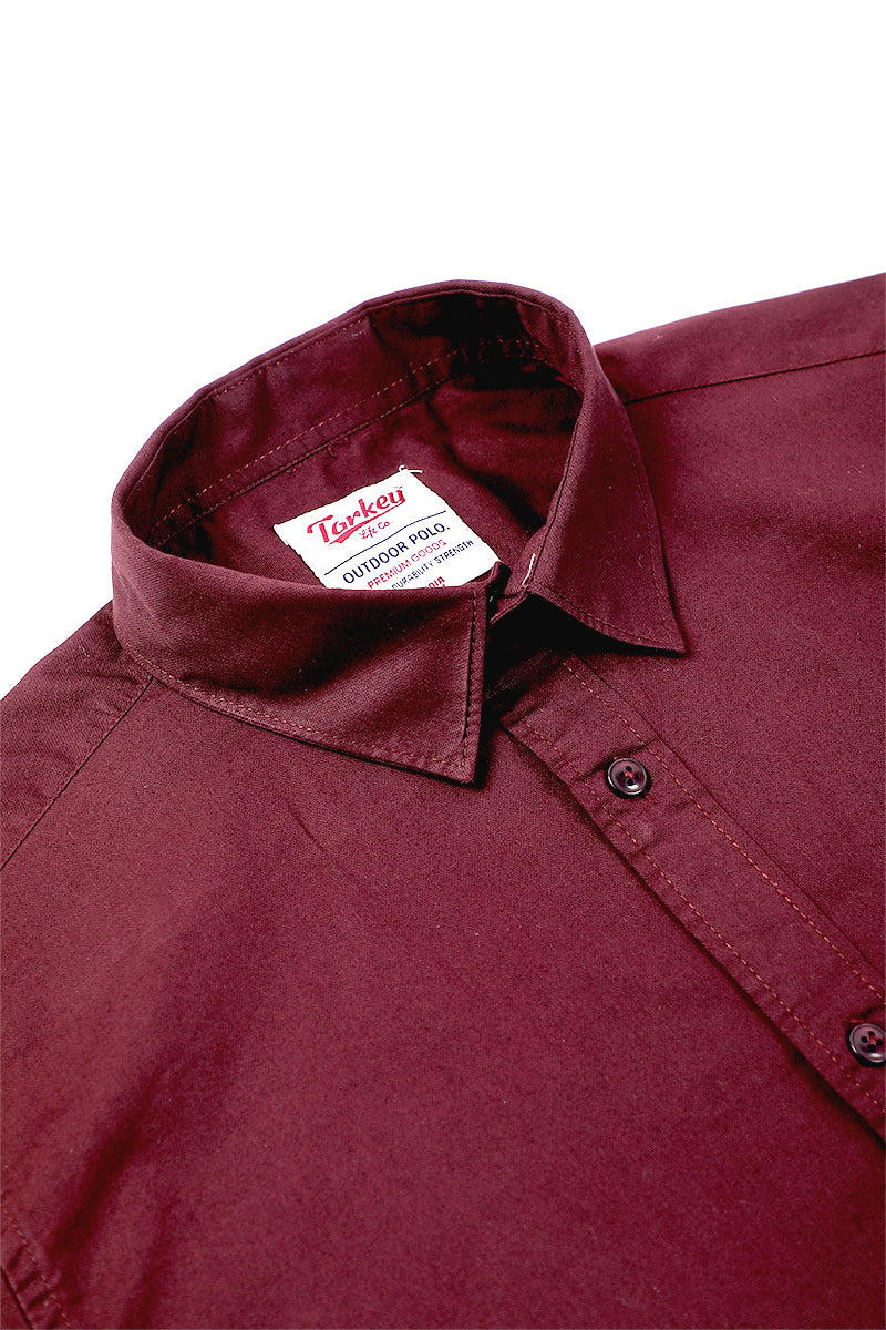 Dobby Cotton Solid Slim Fit Casual Shirt - Maroon