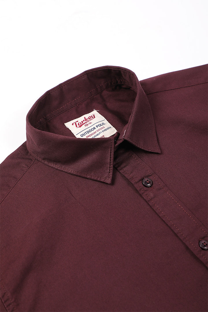 Dobby Cotton Solid Slim Fit Casual Shirt - Plum Wine