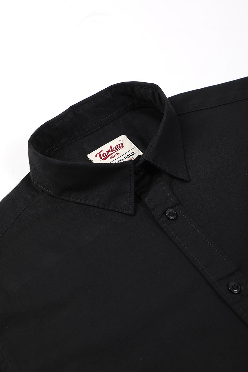 Dobby Cotton Solid Slim Fit Casual Shirt - Black