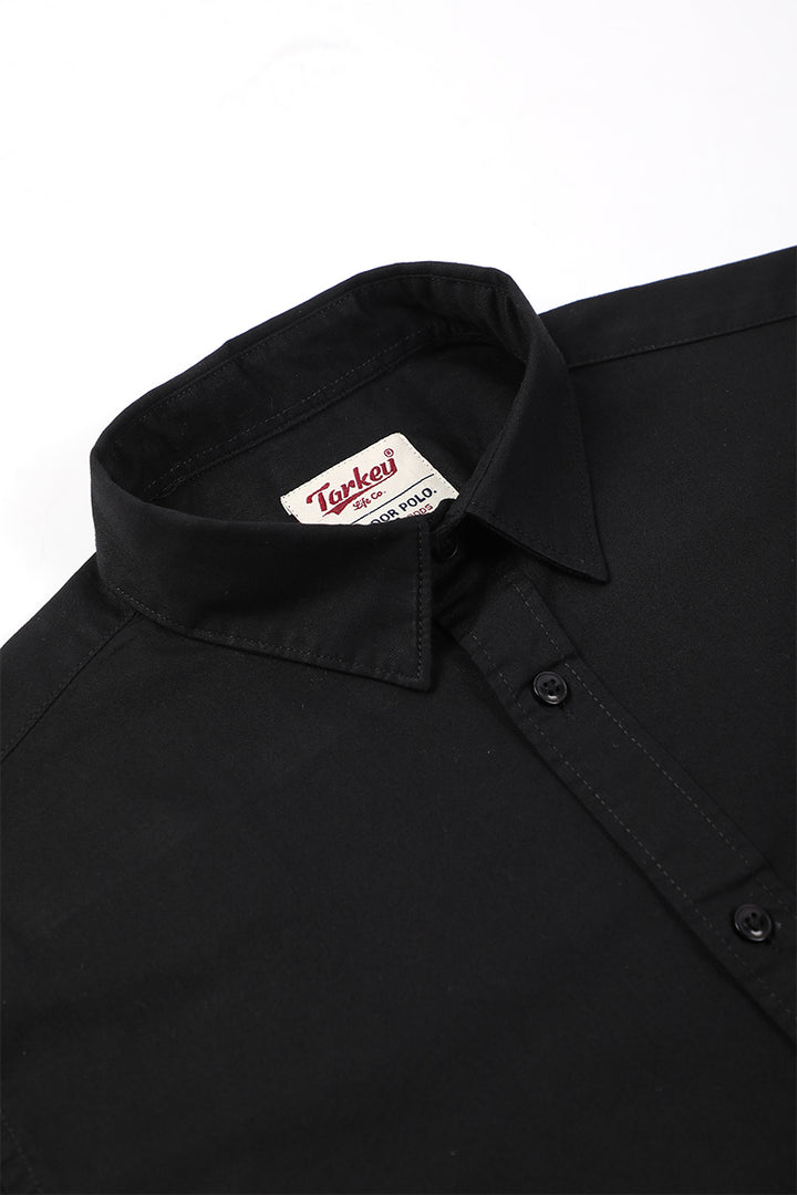 Dobby Cotton Solid Slim Fit Casual Shirt - Black