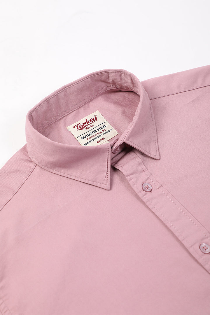 Dobby Cotton Solid Slim Fit Casual Shirt - Dusty Pink