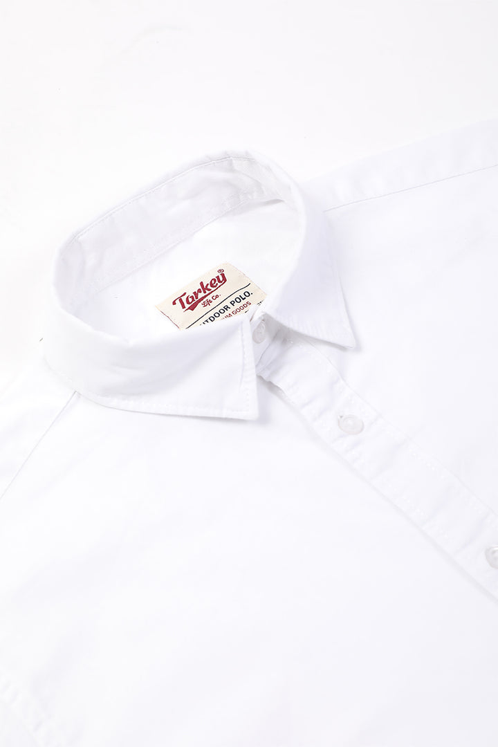 Dobby Cotton Solid Slim Fit Casual Shirt - White