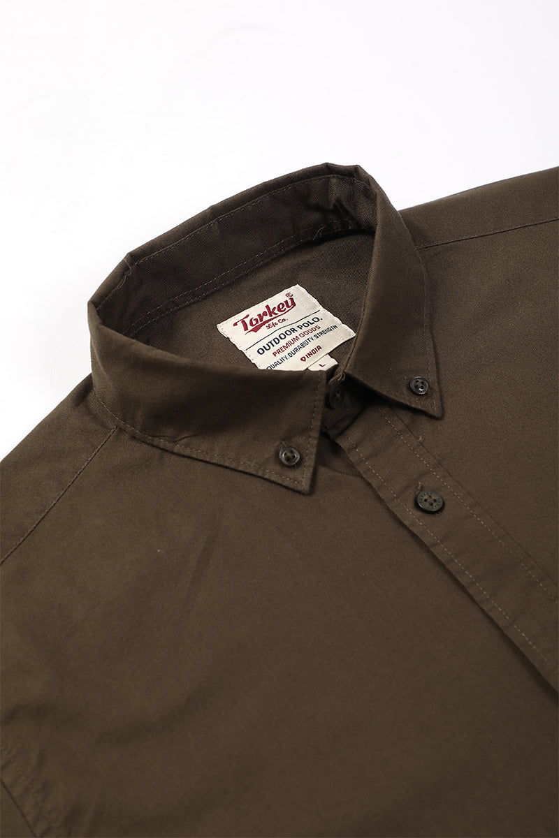 Core Lab Oxford Slim Fit Casual Shirt - Olive Brown