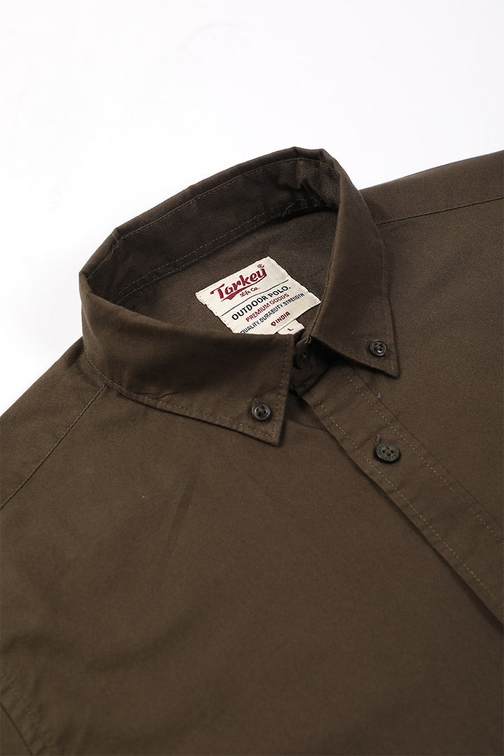 Core Lab Oxford Slim Fit Casual Shirt - Olive Brown