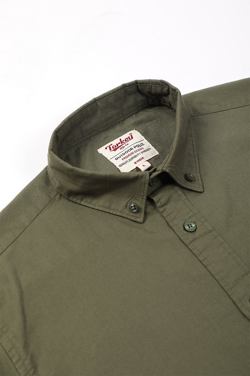 Core Lab Oxford Slim Fit Casual Shirt - Olive Green