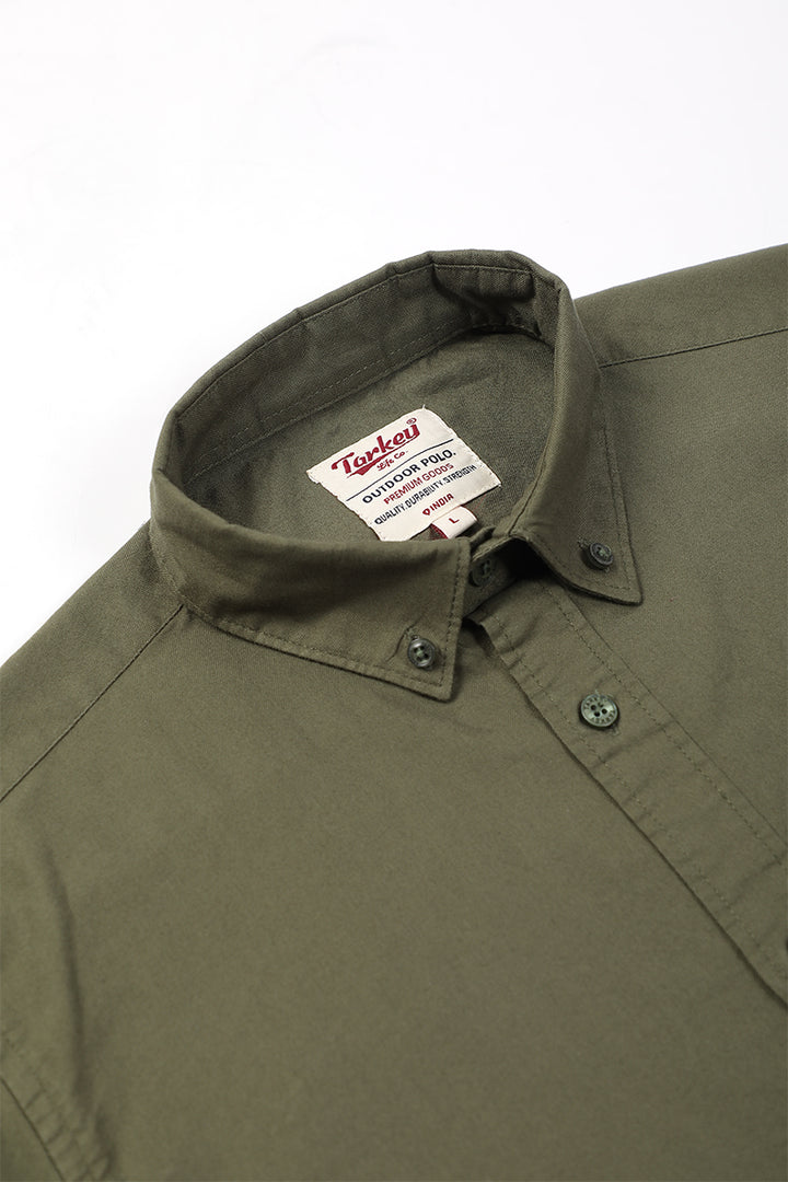 Core Lab Oxford Slim Fit Casual Shirt - Olive Green