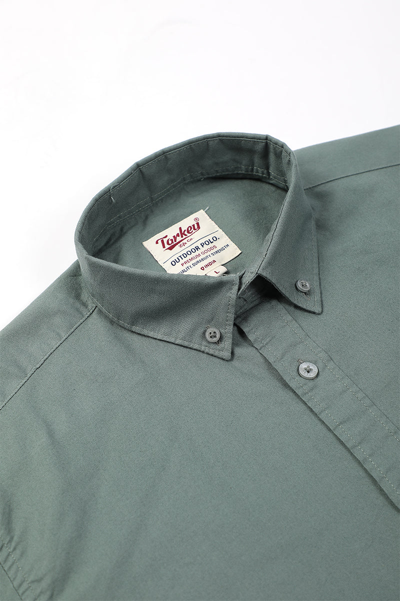 Core Lab Oxford Slim Fit Casual Shirt - Sage Green