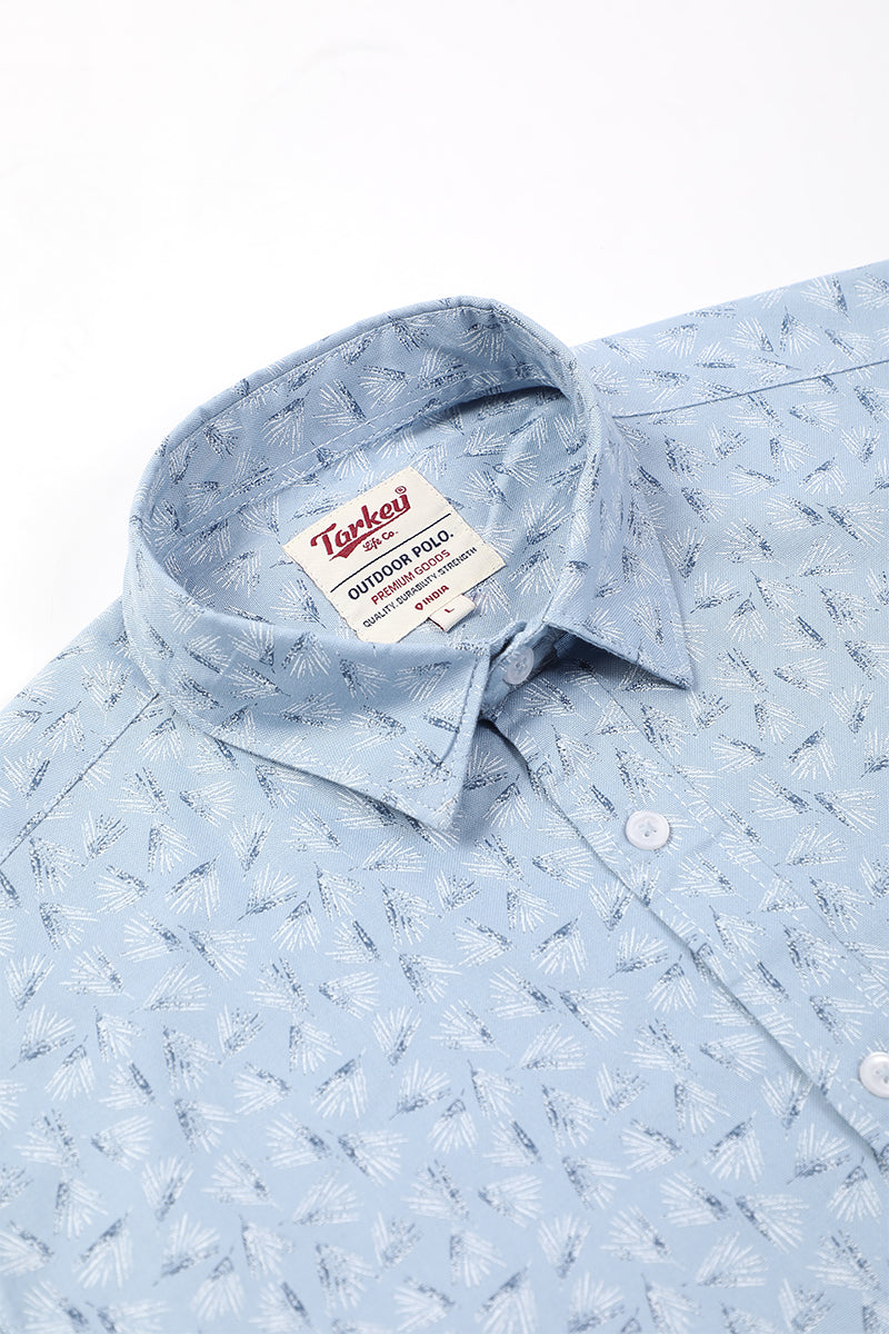 Men's Printed Full Sleeve Shirt - Light Blue