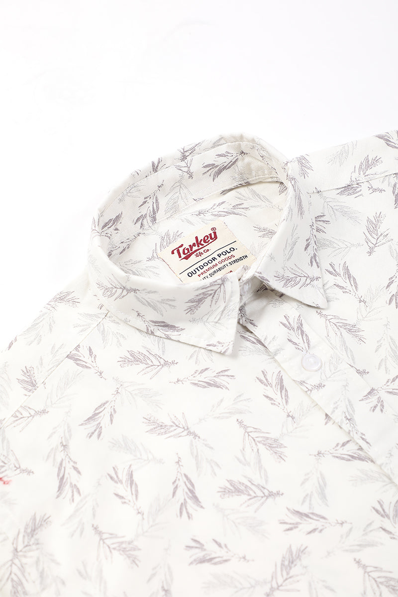 Men's Printed Full Sleeve Shirt - Off-White