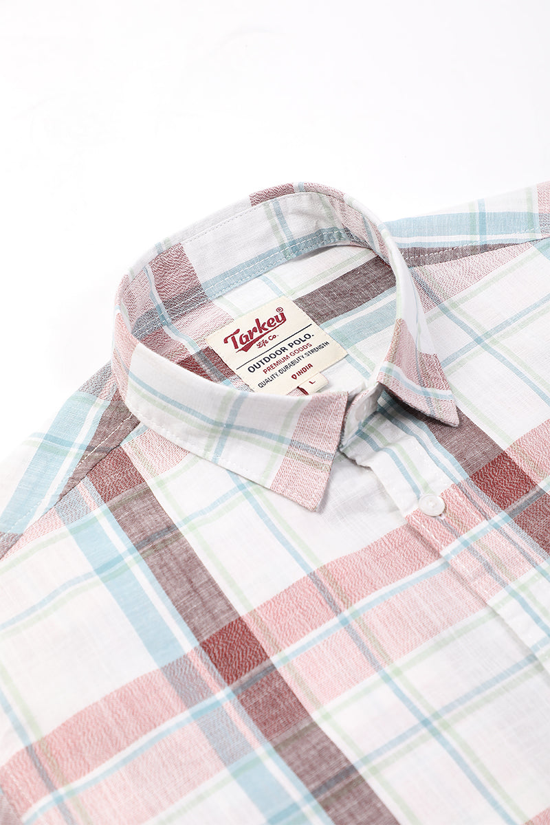 Crisp White Dobby Checked Shirt
