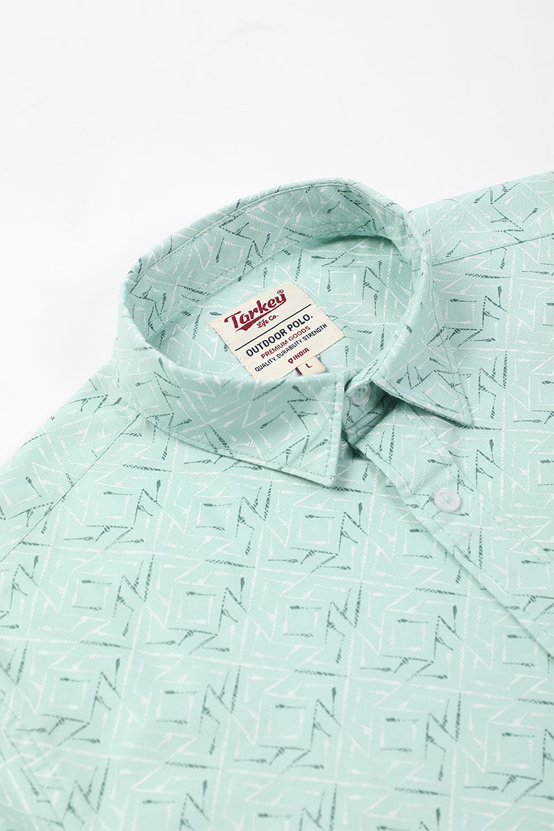 Men's Printed Full Sleeve Shirt - Soft Mint Green