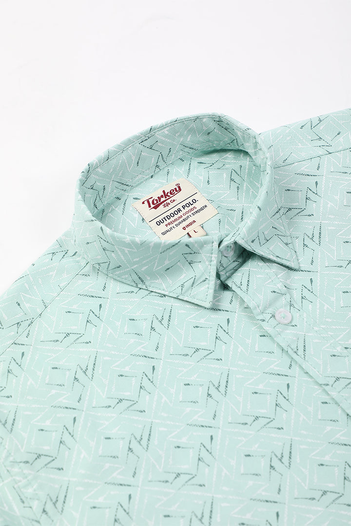 Men's Printed Full Sleeve Shirt - Soft Mint Green