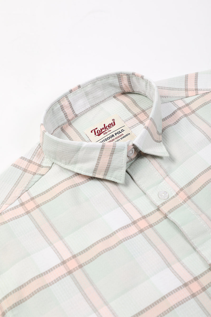 Mint Green Dobby Checked Shirt