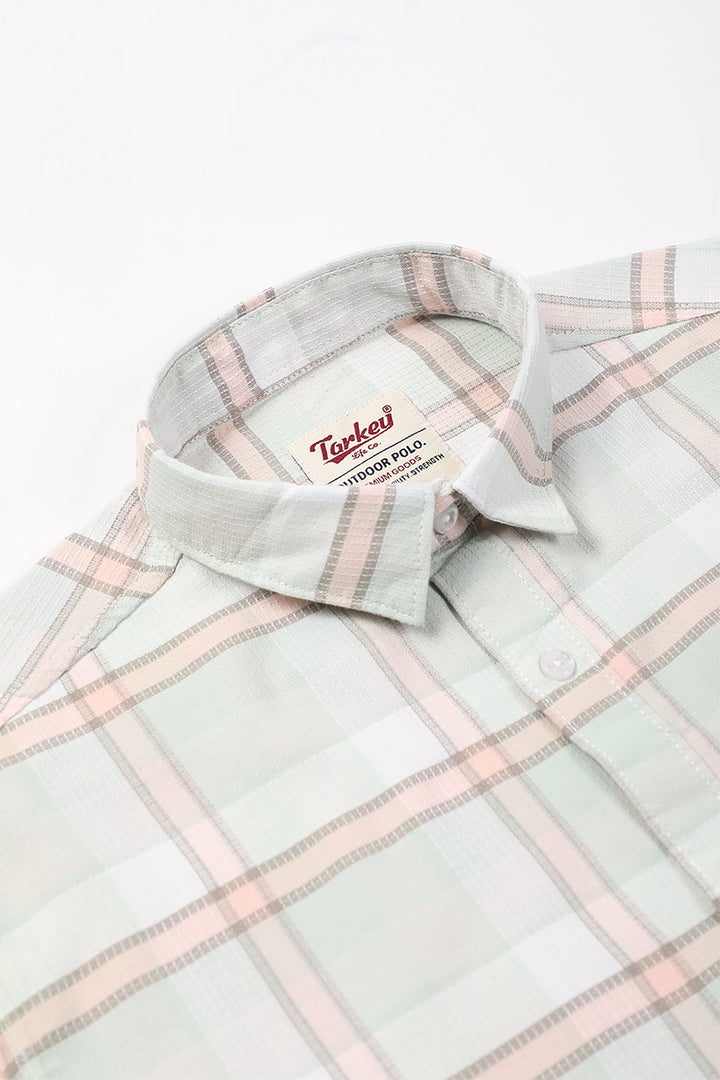 Mint Green Dobby Checked Shirt
