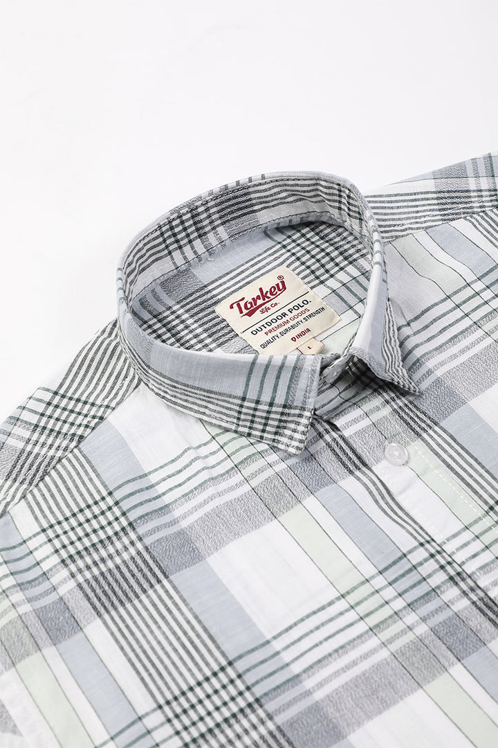 Cool Grey Dobby Checked Shirt