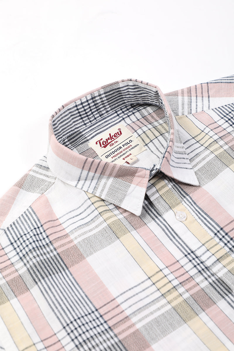 Off White Dobby Checked Shirt