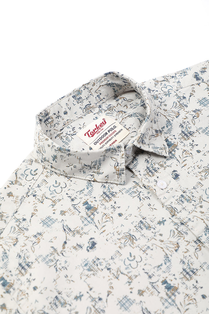 Men's Printed Full Sleeve Shirt - Light Stone Beige