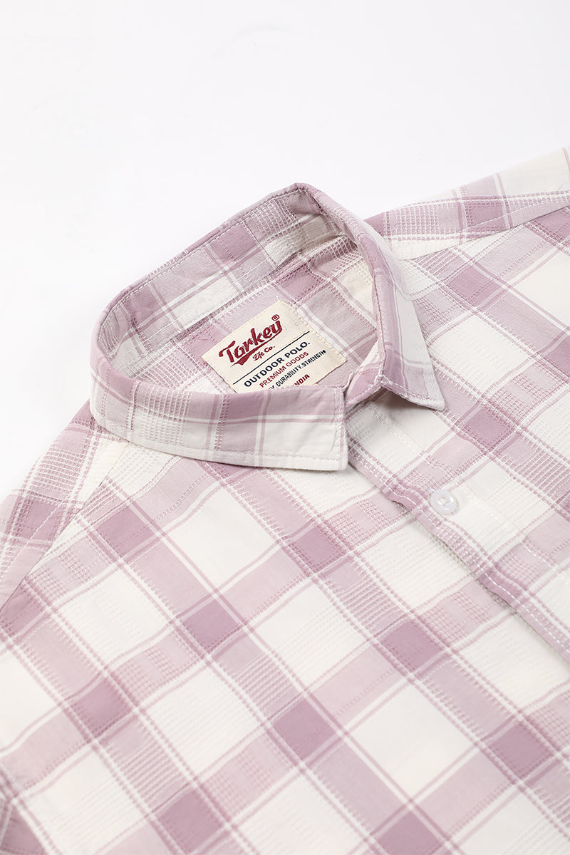 Soft Plum Dobby Checked Shirt