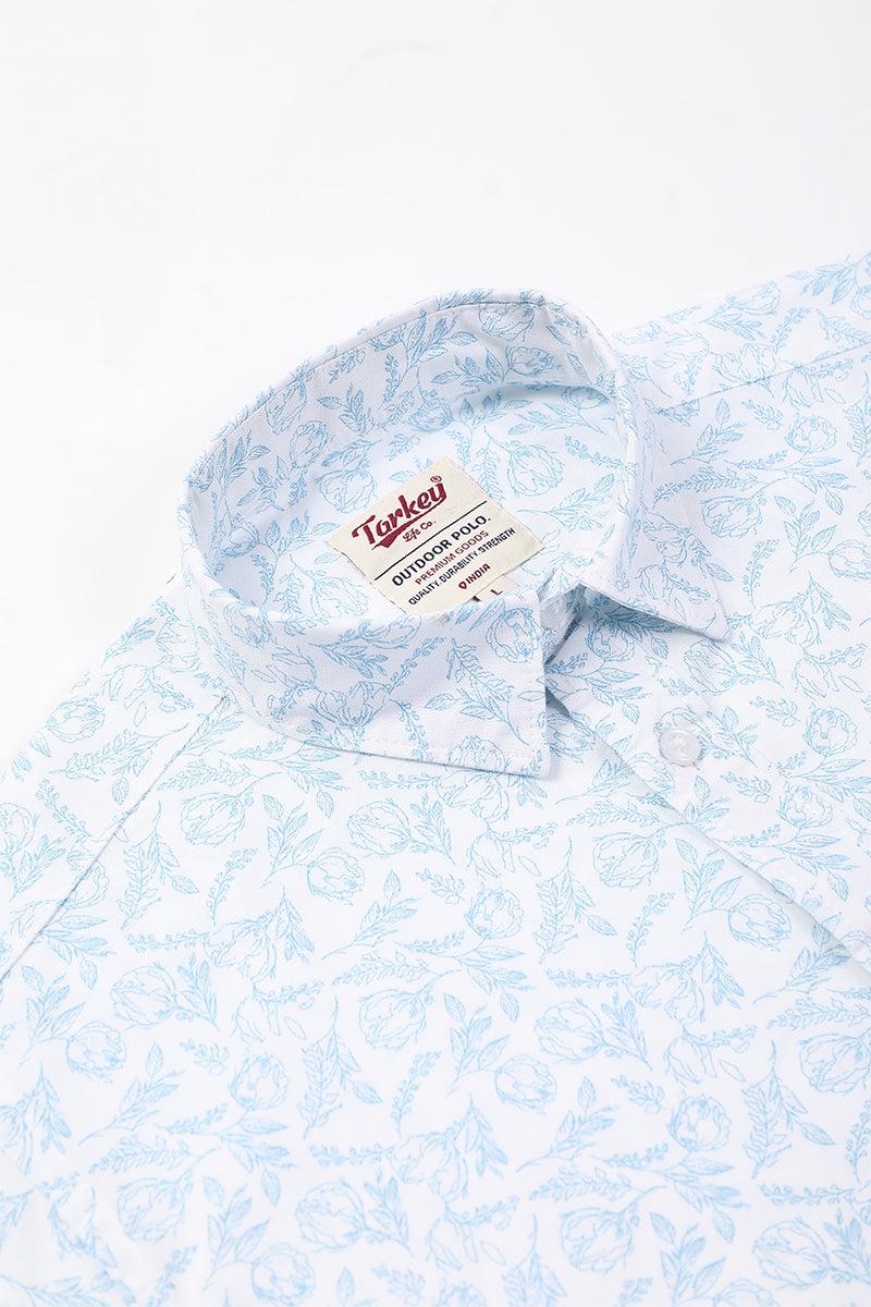 Men's Printed Full Sleeve Shirt - Ice White