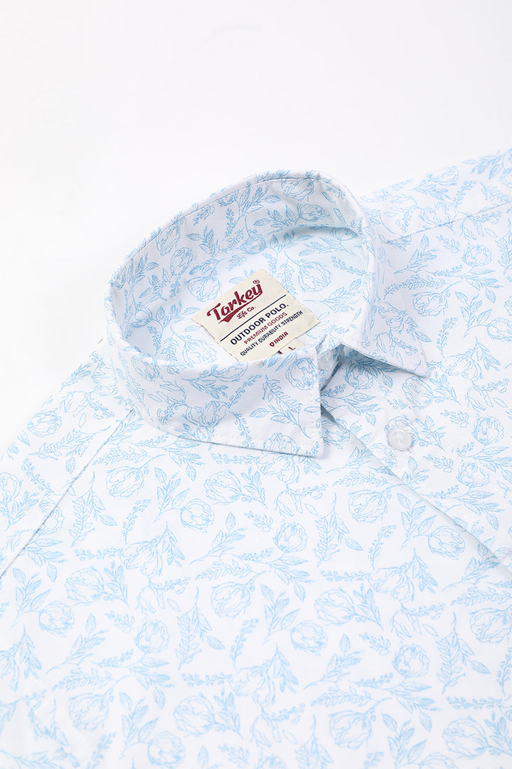 Men's Printed Full Sleeve Shirt - Ice White
