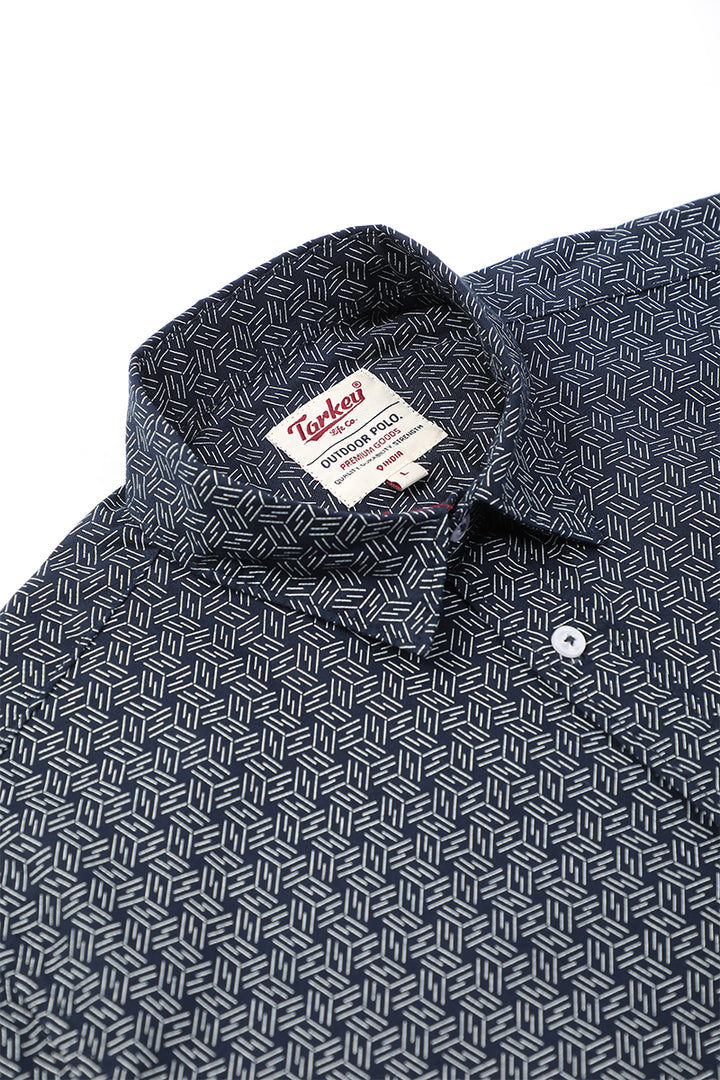 Men's Printed Full Sleeve Shirt - Jet Black