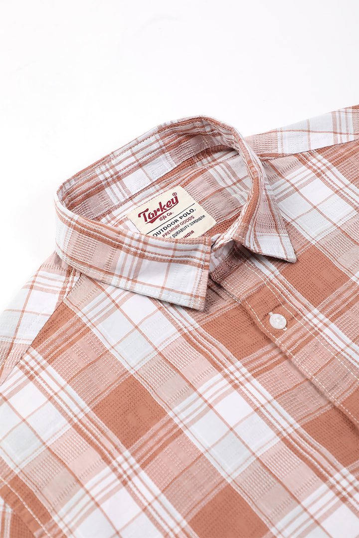 Blush Rust Dobby Checked Shirt