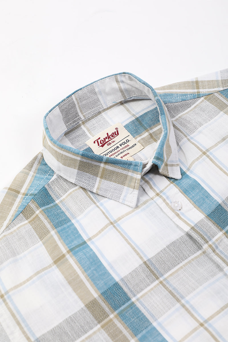 Ivory White Dobby Checked Shirt