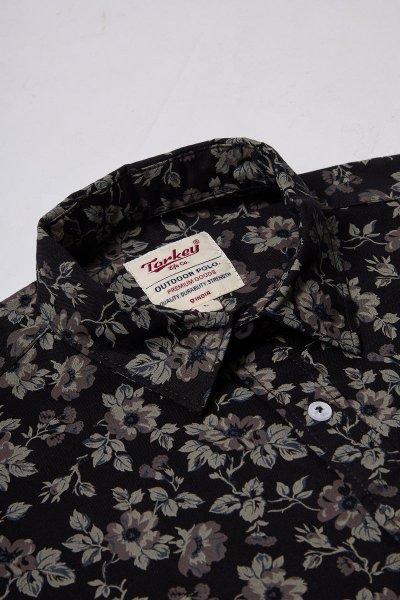 Men's Printed Full Sleeve Shirt - Black