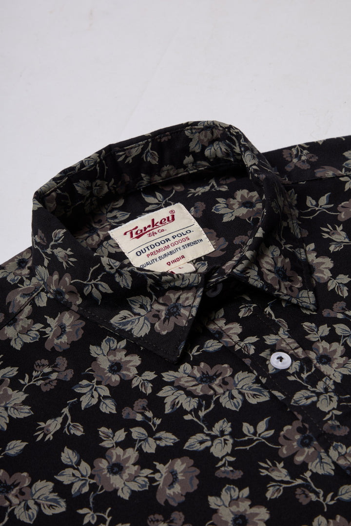 Men's Printed Full Sleeve Shirt - Black