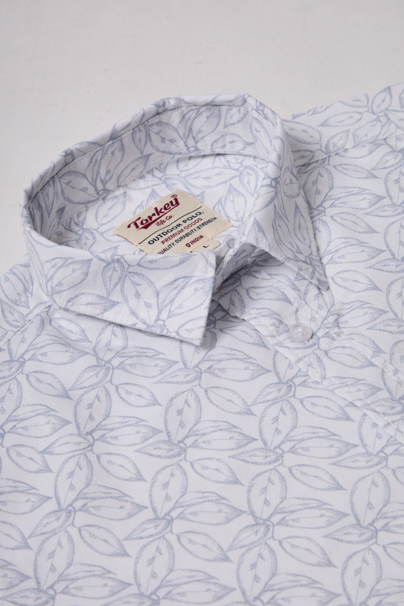 Men's Printed Full Sleeve Shirt - White