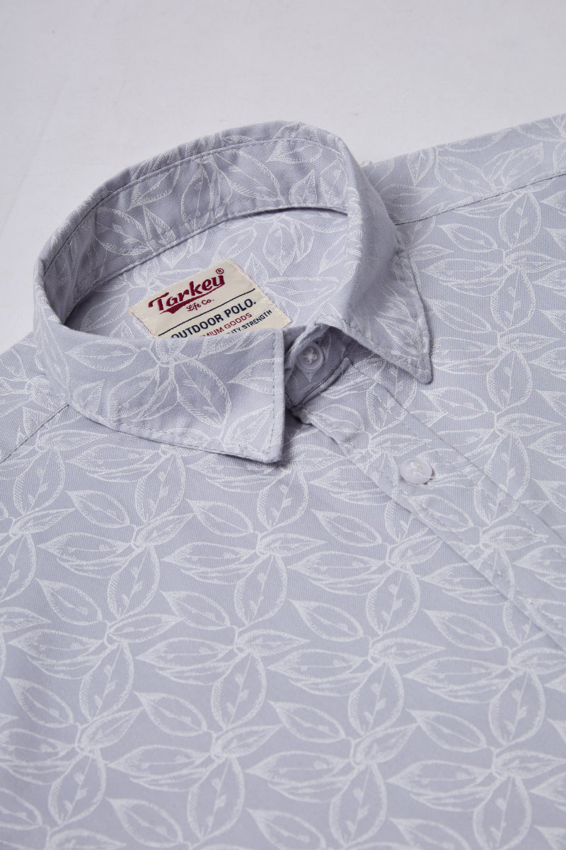 Men's Printed Full Sleeve Shirt - Light Grey