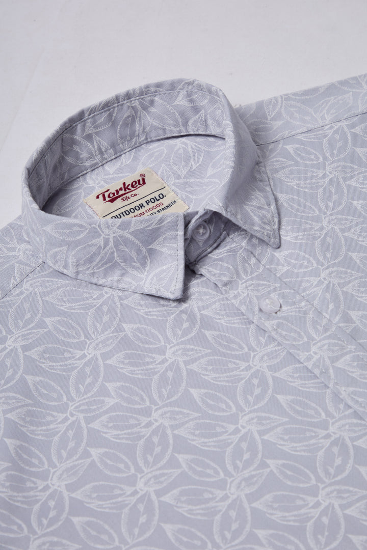 Men's Printed Full Sleeve Shirt - Light Grey