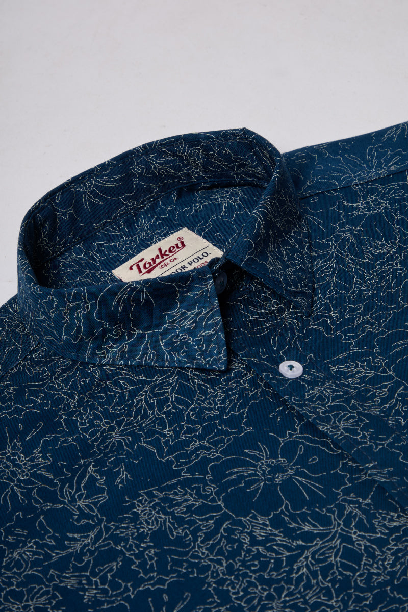 Men's Printed Full Sleeve Shirt - Blue