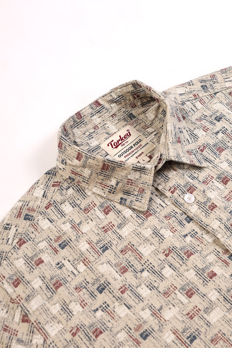 Men's Printed Full Sleeve Shirt - Beige