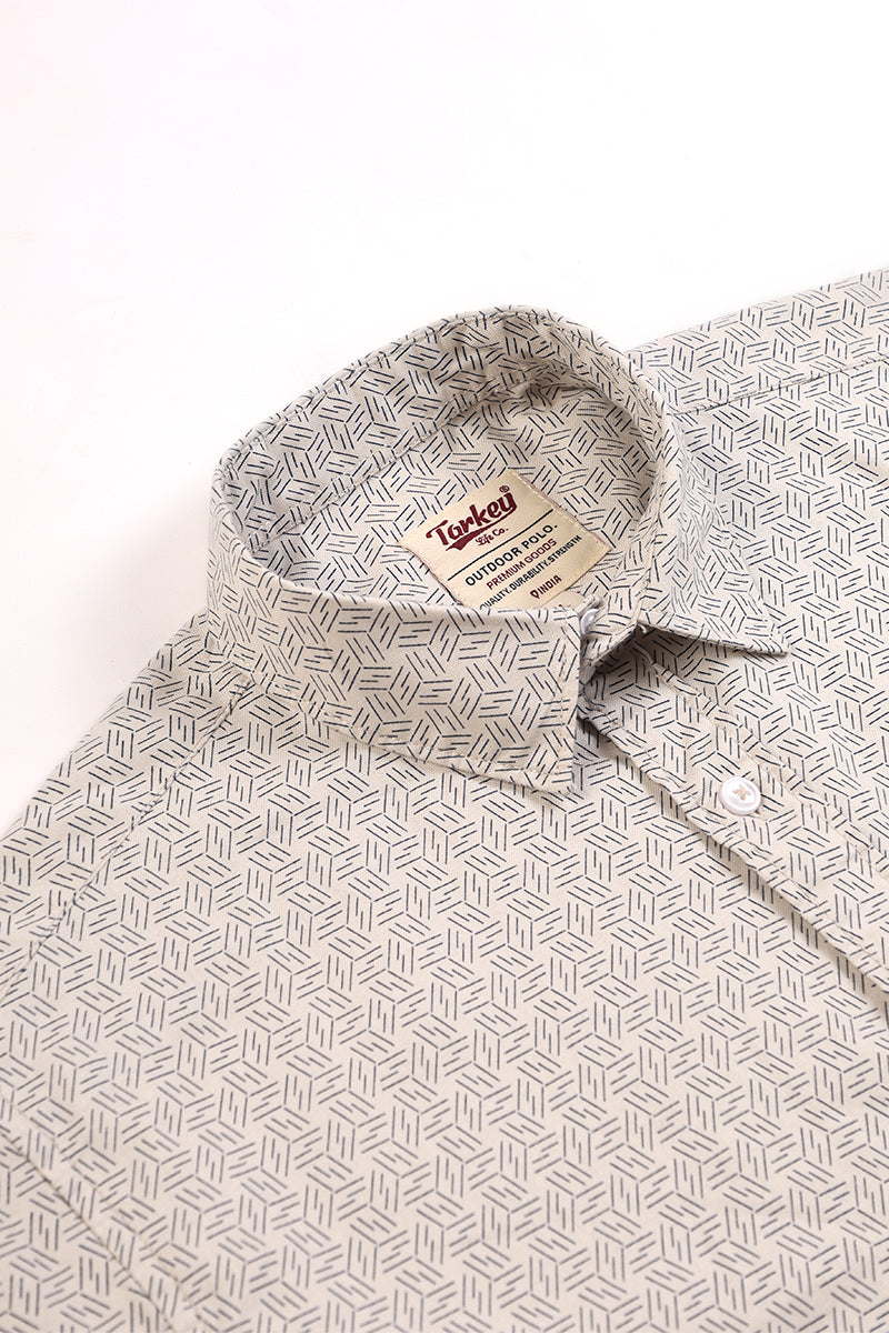 Men's Printed Full Sleeve Shirt - Ash Beige