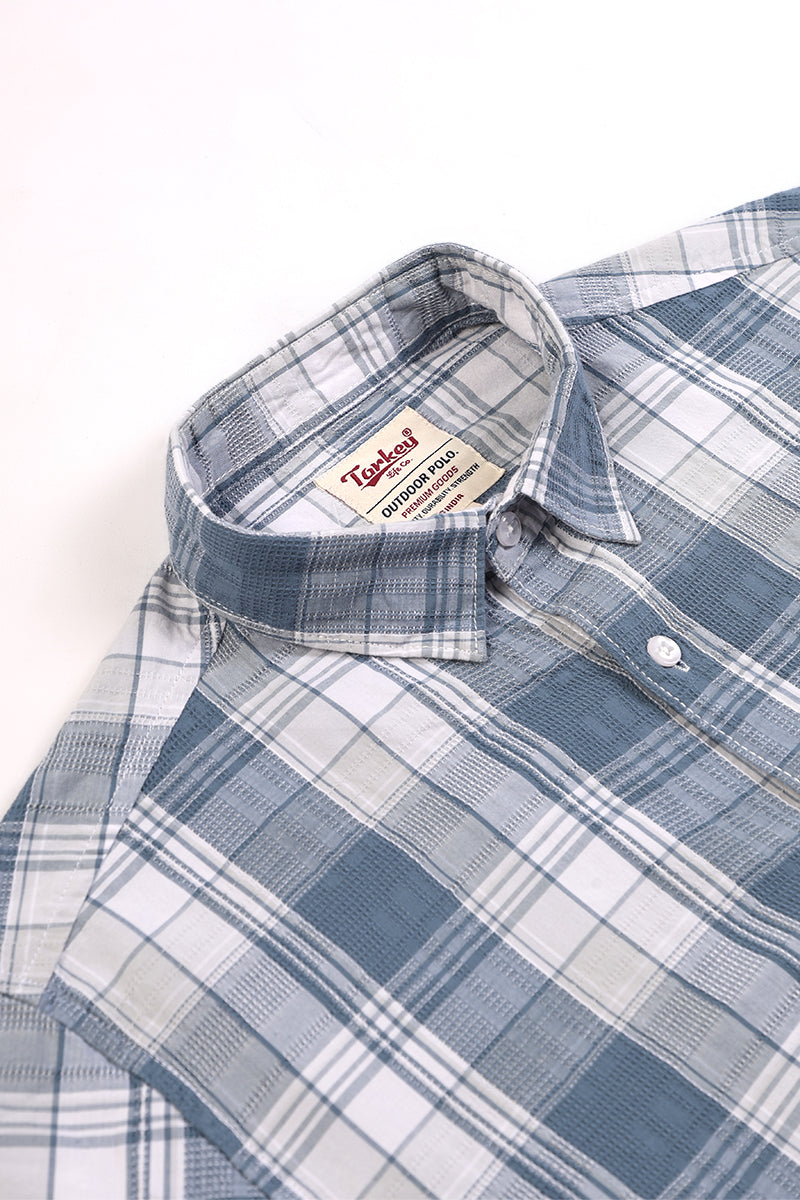 Light Blue Dobby Checked Shirt