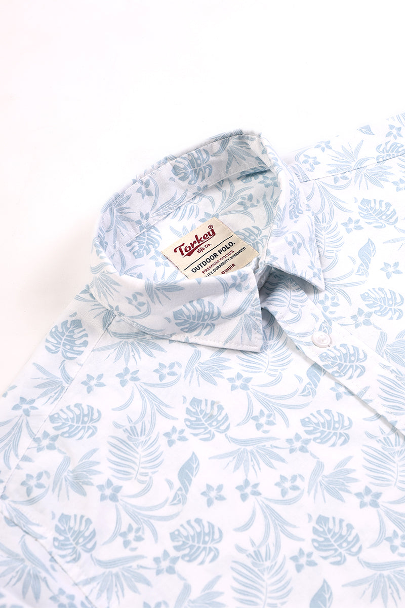Men's Printed Full Sleeve Shirt - Crisp White