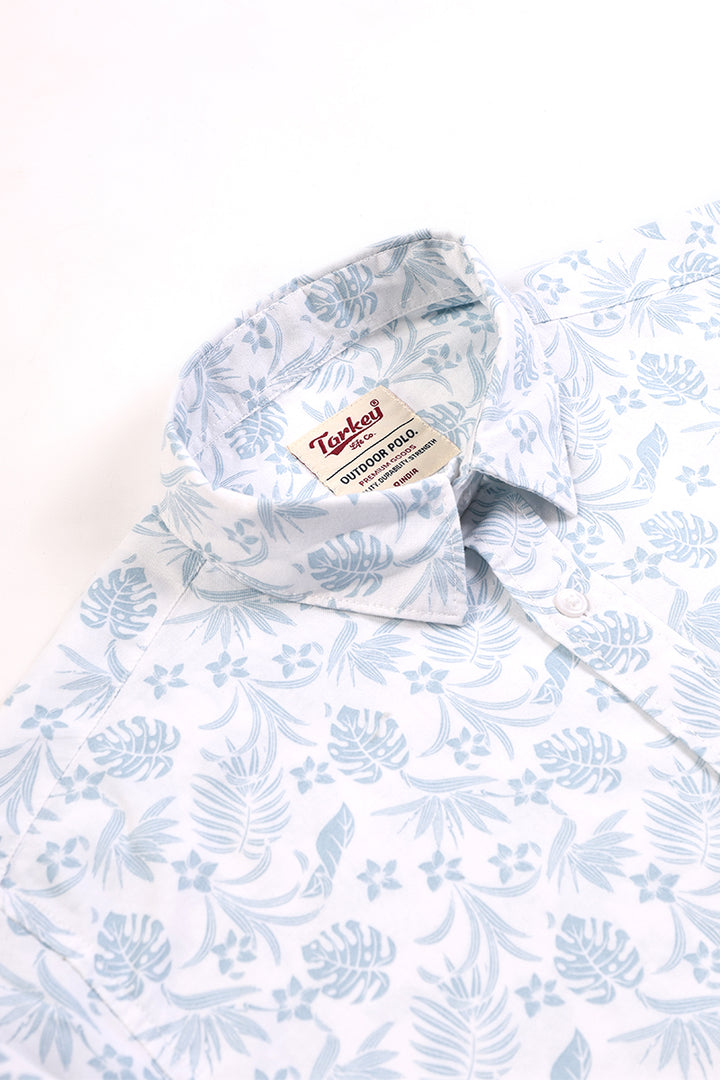 Men's Printed Full Sleeve Shirt - Icy Blue