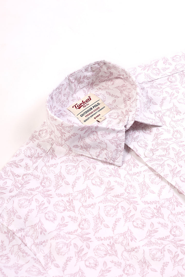 Men's Printed Full Sleeve Shirt - Pearl White